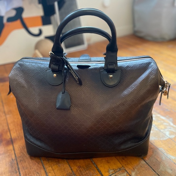 Gucci Other - Gucci Diamante Leather Brown Weekender Travel Bag Duffle